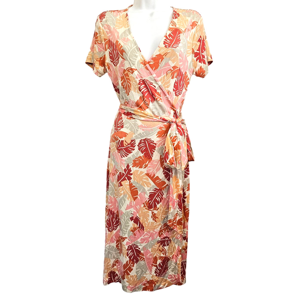 NWT Tori Richard Honolulu Oyster Adrift 100% Silk Wrap Dress Size 6